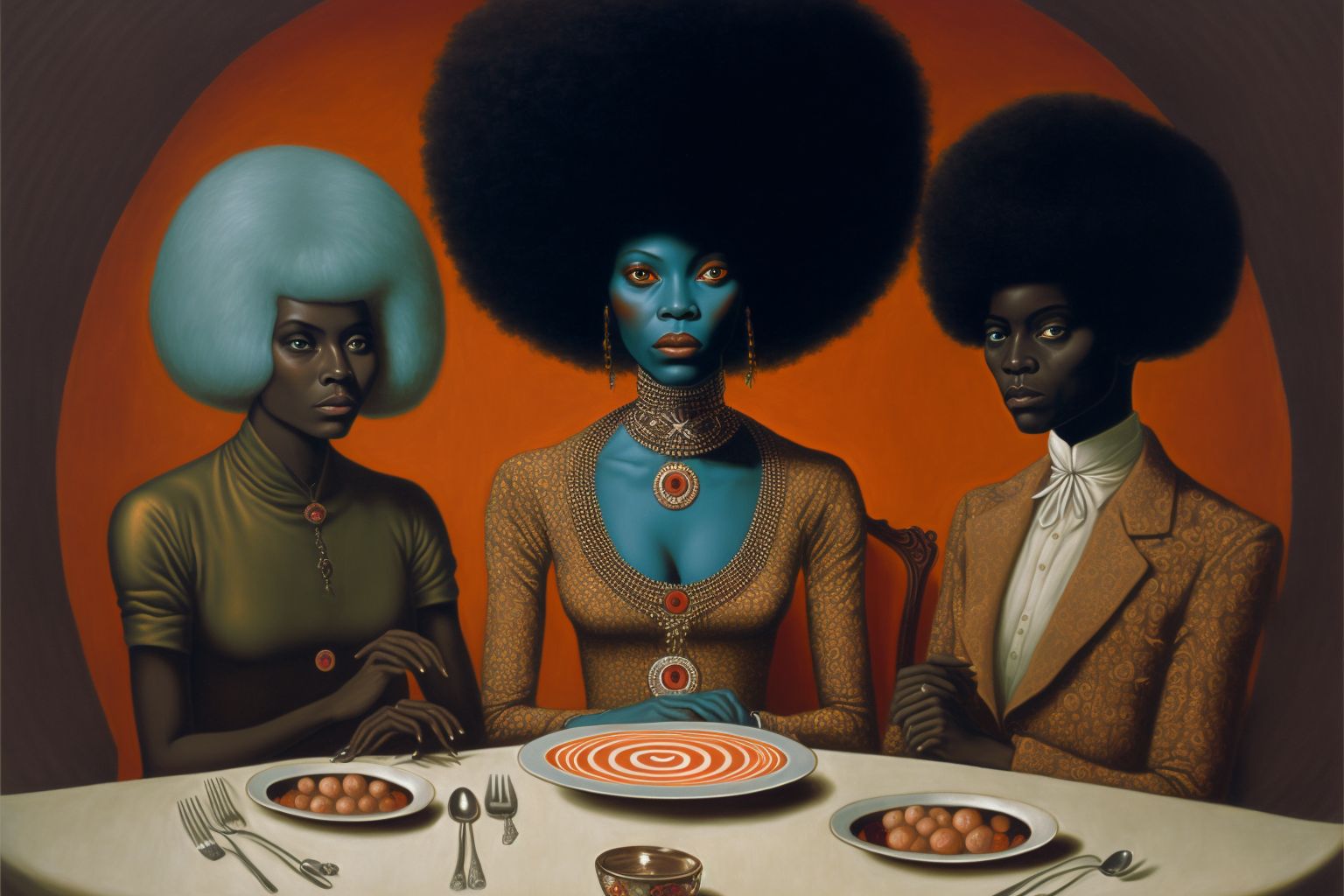 AI art — surrealist dinner
