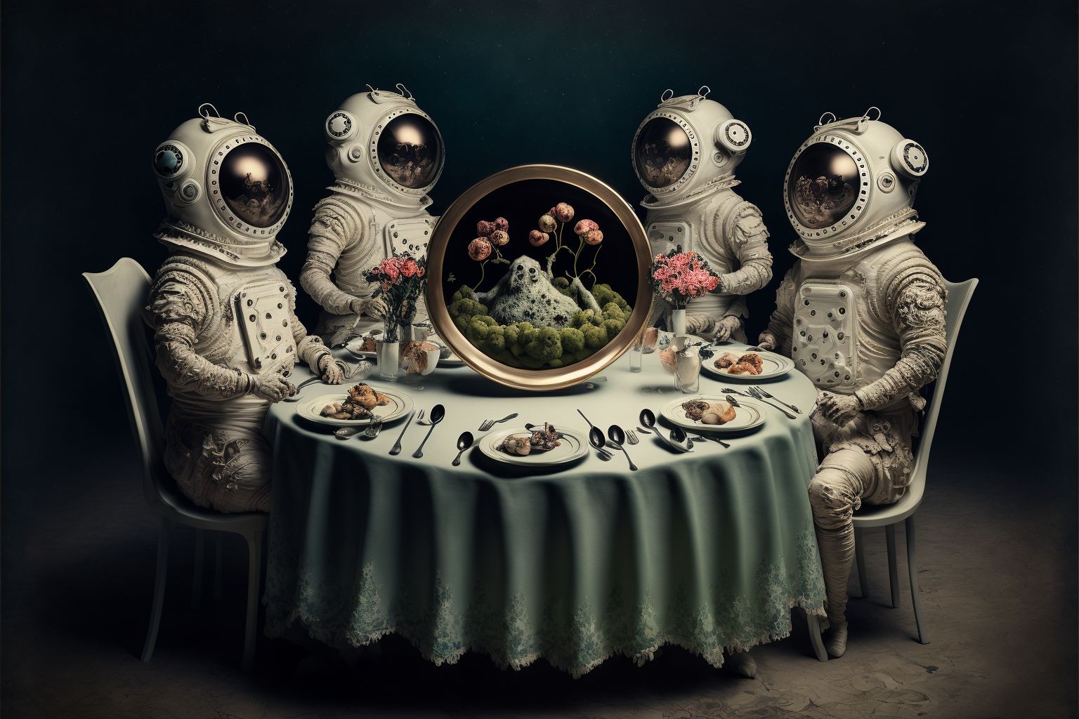AI art — surrealist dinner