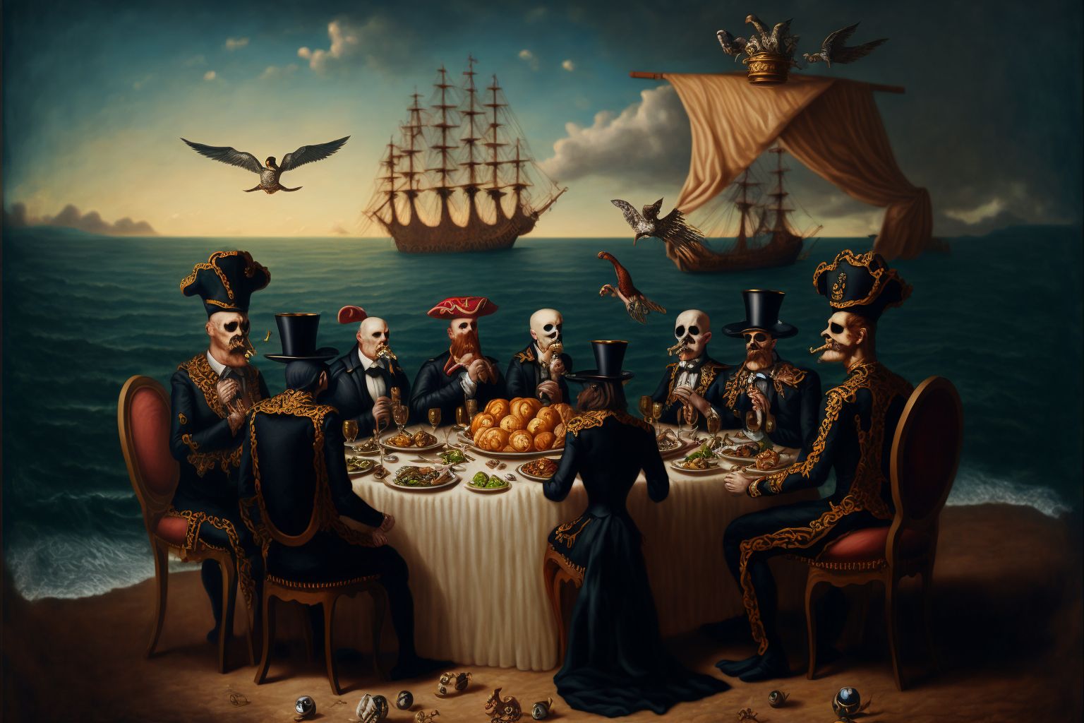 AI art — surrealist dinner