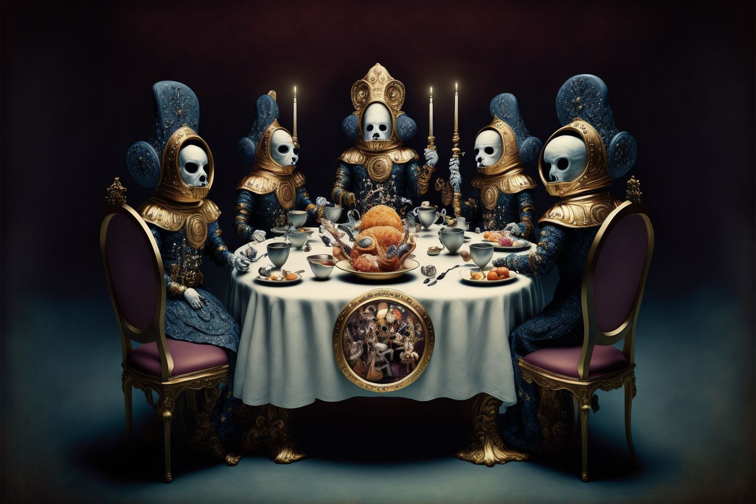 AI art — surrealist dinner