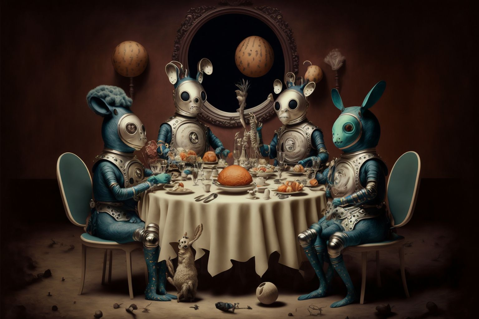 AI art — surrealist dinner