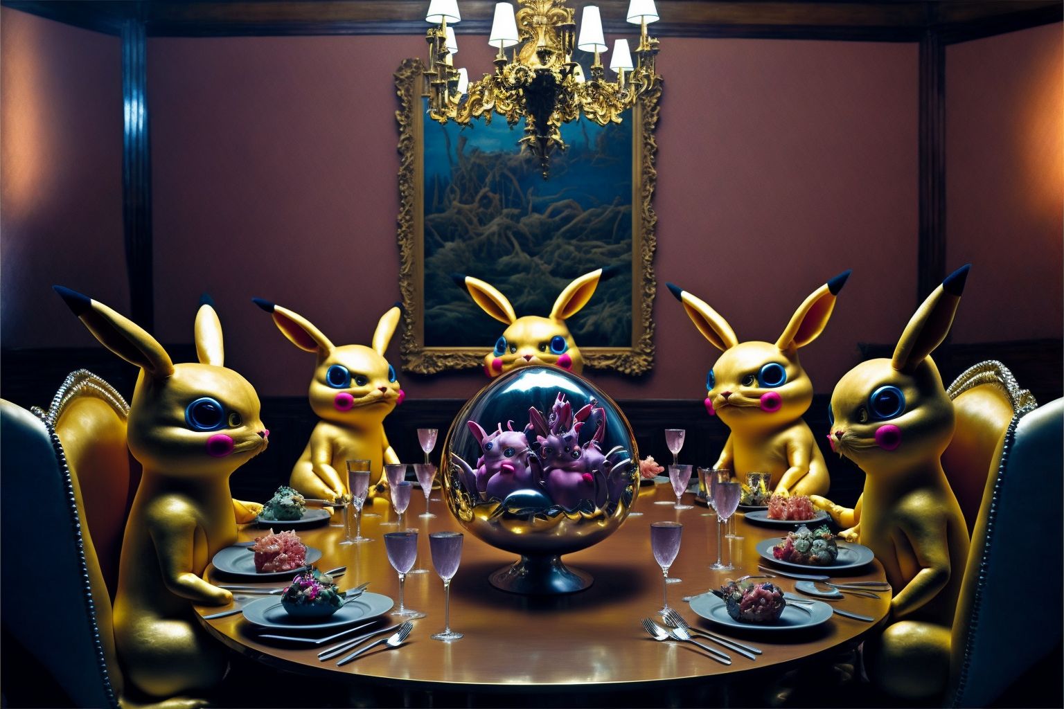 AI art — surrealist dinner