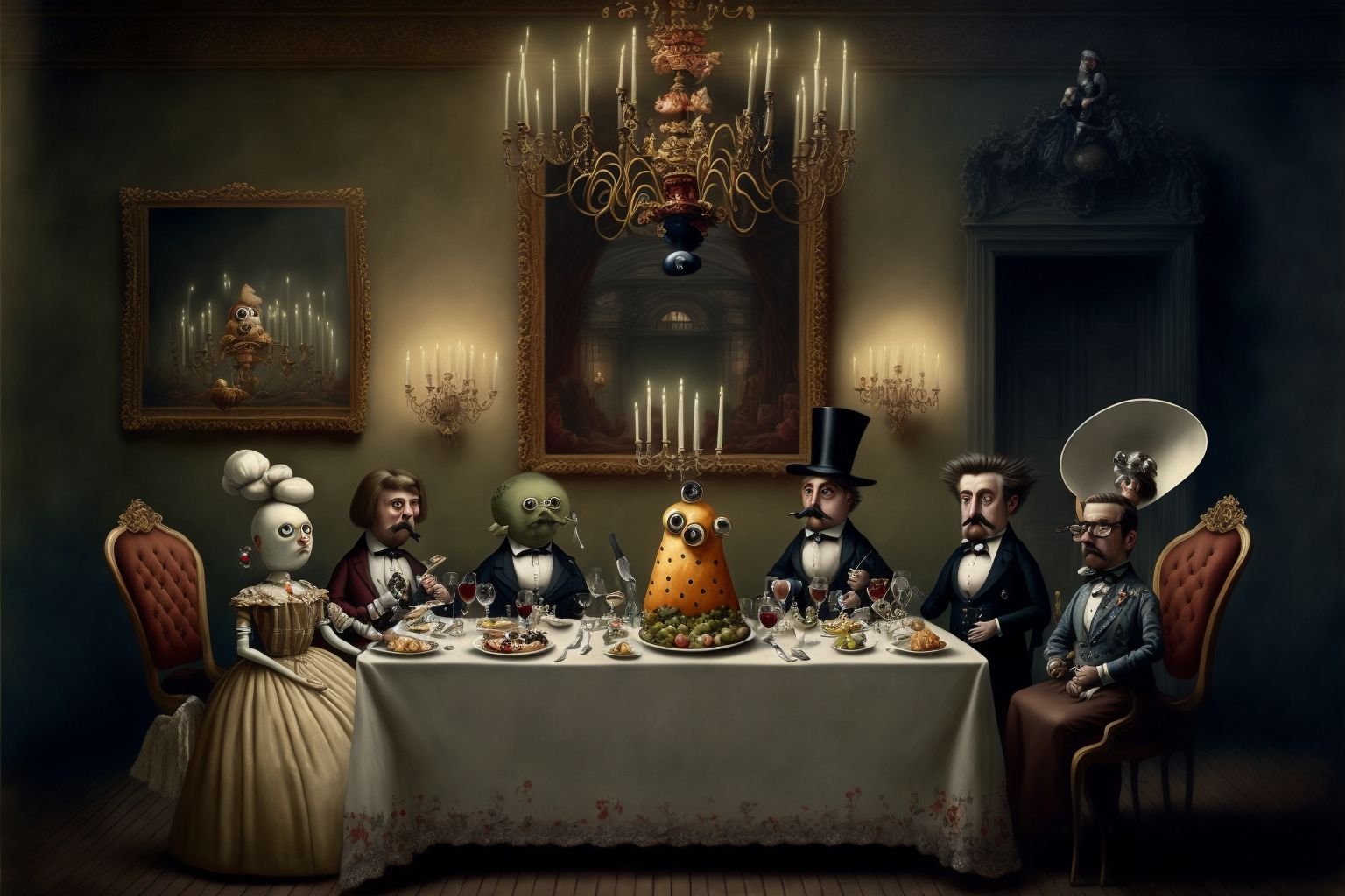 AI art — surrealist dinner