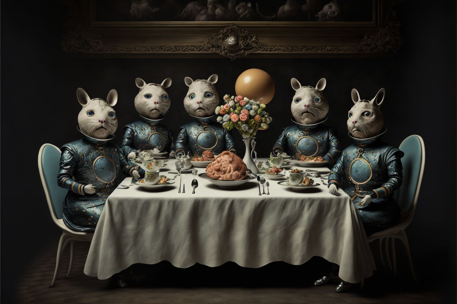 AI art — surrealist dinner
